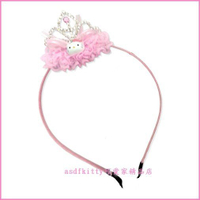 asdfkitty可愛家☆KITTY皇冠粉色兒童髮圈/髮箍-韓國正版商品