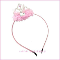 asdfkitty可愛家☆KITTY皇冠粉色兒童髮圈/髮箍-韓國正版商品