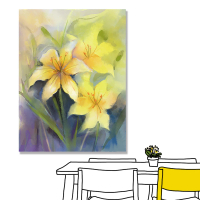 【24mama 掛畫】單聯式 油畫布 繪畫藝術 植物 春天 插圖 柔和 無框畫-30x40cm(百合花卉)