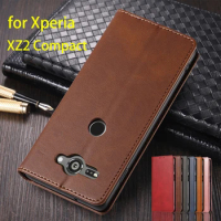 Leather Case for Sony Xperia XZ2 Compact 5.0" Flip Case Card Holder Holster Magnetic Attraction Cover Wallet Case Fundas Coque