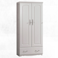 文創集 伊拉西新古典白2.7尺二門單抽衣櫃/收納櫃-80.5x58x183cm免組