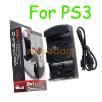 8sets 2 In 1 Dual Station Charger for PS3 Move Joystick Dock For Sony Playstation 3 Controller Accessories
