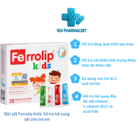 (Chính Hãng)Gói Sắt Bột Ferrolip Kids Hỗ Trợ Cải Thiênj Tình Trạng Thiếu M.áu Do Thiếu Sắt Hộp 20 Gó