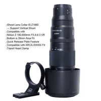 iShoot Lens Collar Tripod Mount Ring Support for Nikon Nikkor Z 180-600mm F5.6-6.3 VR, with Arca-Swiss Quick Release Plate