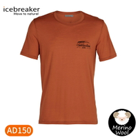 【Icebreaker 男 Tech Lite圓領短袖上衣AD150《破冰高峰-火焰橘》】IB105543/短T/T恤/運動短袖