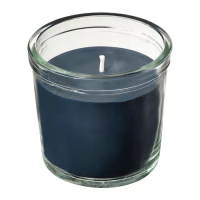 FRUKTSKOG 香氛杯狀蠟燭, 香根草和天竺葵/黑-土耳其藍色, 20 時