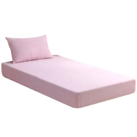 【LAMINA】條紋粉 綠能涼感紗抗菌針織枕套床包組(單人)