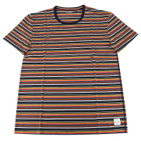 【Paul Smith】Artist Stripe白色標籤LOGO彩色條紋設計設計棉質T恤(彩色)