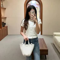 Tas BALENCIAGA ALL WHITE LEATHER BUCKET BAG WITH LS 100% ORIGINAL 17X12X21CM