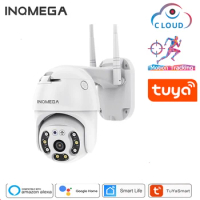 INQMEGA TUYA PTZ IP Camera Outdoor Wifi 3MP Wireless Security Cam Video Auto Tracking Surveillance CCTV White Light
