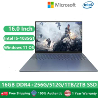 2023 Office Study Laptops I5 Windows 11 Gaming Notebook Netbook 16 " Big Screen Intel Core I5-1035G1 16GB RAM 1TB SSD ultrabook