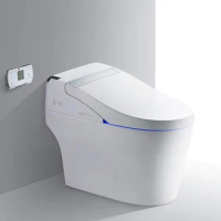 Auto Flush, Auto Open &amp; Auto Close, 1.28 GPF Single Flush Toilet with Intelligent Smart Bidet Seat and Wireless Remote Control