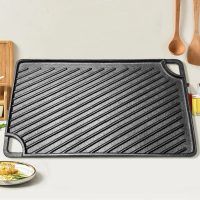 16.5X9.5 นิ้วเหล็ก Griddle PAN REVERSIBLE Skillet สี่เหลี่ยมผืนผ้าแบน PAN สำหรับแก๊ส Stovetop เตาอบห