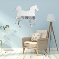 DIY Acrylic Sticker Running Horse Shaped Mirror Surface Wall Sticker Collage Home Bedroom Office Decor Mural Decoration