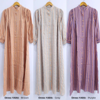 Gamis Muslim Dress Garis / Gamis Motif Salur Viscose Yara by Mebelle