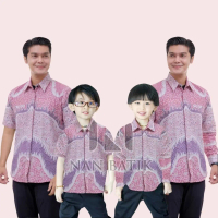 BATIK PIRAMID PINK TERBARU BATIK PRIA Kemeja batik ayah dan Kemeja Batik anak cowok BATIK WARNA PINK