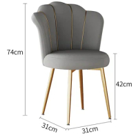 Grey Luxury Dining Chairs Metal Modern Nordic Backrest Desk Chair Trendy Beautiful Cute Chaises Sall