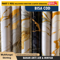 Paket 5 Roll Wallpaper Dapur,Furniture,Meja,Lemari Motif Marmer Glossy 45cm x 4m Anti Air PVC Grade