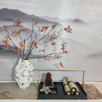 新中式陶瓷創意白色花器花藝書卷托盤組合擺件樣板房客廳桌面擺設