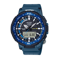 CASIO卡西歐 PRO TREK 藍牙雙顯手錶-藍x黑 PRT-B70-2_50.8mm