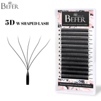 Befer 5D W Eyelashes Extensions Volume 5D Lashes Fiber Black W Shape Lash Extensions Makeup Professi