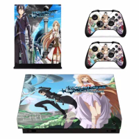 Sword Art Online Skin Sticker Decal For Microsoft Xbox One X Console and 2 Controllers For Xbox One X Skins Stickers Vinyl