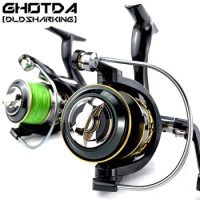 Wooden Handle Spinning Fishing Reel Metal Spool 12KG Max Drag Power 2000 3000 4000 5000 6000 7000 Coil with Fishing Alarm Sound