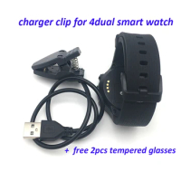 high quality charging charger clip for zeblaze thor 4 dual smart watch wristwatch chargers cable with 2pcs tempered glasses