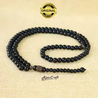 Tasbih Batu Akik Black Onyx Hitam Asli Alam Natural 99 Butir Unik Cantik