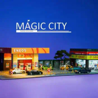 Magic City 1:64 Japanese ENEOS gas station&amp;medieval car showroom Model Garage Diorama