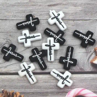Chenkai 10PCS Cross Focal Beads Silicone Charms For Pen Making Character Beads For Beadable Pen DIY Baby Pacifier Dummy Chains
