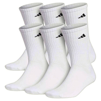 Adidas[美國進口厚襪] 男白色運動中筒襪(6双)