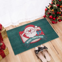 聖誕地毯 圣誕節入戶門腳墊PVC膠底絲圈門墊防滑防塵紅色小地毯地墊門口墊
