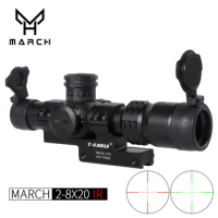 March 2-8x20IR Hunting Optical Sight Riflescope Adjustable Green Red Dot Light Tactical Scope Reticle Optical Rifle Scope Airgun