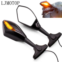 Universal Motorcycle Side Mirrors LED Turn Signal Integrated Mirrors For Ducati Monster 900 998 SS1000 M1000S S4/S4R Honda cb400