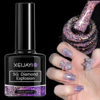 (7ML)Explosion Diamond Gel Nail Polish Reflective Sparkling Nail Gel Glitter Soak Off UV Nails Broken Diamond Gel DIY Manicure