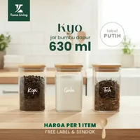 TAMA LIVING Kyo Jar Bumbu Dapur Gula Kopi Teh 630 ml Label Putih Tempat Bumbu Toples Bumbu Dapur Jar