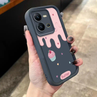 Penutup telefon mentega strawberi untuk vivo V25 5G V25E, bahan penyaduran, jenama fesyen, sarung le
