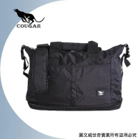 【Cougar】可加大 可掛行李箱 旅行袋/手提袋/側背袋(7037全黑色)