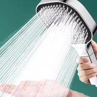 New 13CM Big Panel High-pressure Shower Head 3 Modes Large Flow Spray Filter Rain Shower Faucet Hose Bathroom Accessories Set