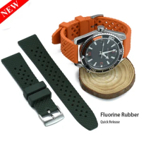 New Fluororubber Watch Strap 18mm 20mm 22mm Dustproof Sport Quick Release FKM For Omega Seiko Huawei Samsung Watches Band Brand