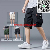 工裝短褲男 短褲男生 運動短褲男士【M-5XL】潮牌夏季五分褲休閑薄款外穿寬松直筒運動男士大褲衩涼 @木吉街風男裝