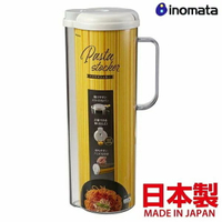 日本製 INOMATA 圓筒型麵條儲存收納盒-有把手-五穀雜糧收納罐-1.6L