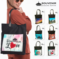 Totebag Kanvas Hitam Souvenir Bandung Tas Canvas oleh oleh Bandung