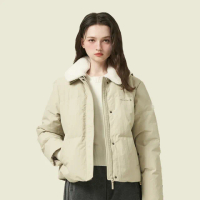 【ELLE ACTIVE】女款 保暖領可拆羽絨外套-卡其色(EA24A2W6701#82)