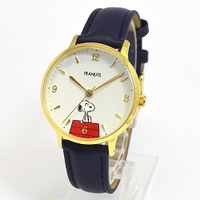 大賀屋 日貨 史努比 藍 手錶 皮表 皮錶 錶 皮帶錶 日本機芯 情侶錶 史努比 SNOOPY 正版 J00016149