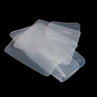 4Pcs Silicone Bowl Covers Clear Cling Film Reusable Food Wraps Seal Cover Stretch Food Fresh Keeping Wrap Lids Kitchen Tools