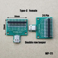 1Pcs TYPE-C Female Seat Test Board Double-Sided Plug Looper Pin 24P Female Seat To 2.54 USB 3.1 Data Cable Transfer WP-171