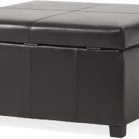 Christopher Knight Home Living Berkeley Brown Leather Square Storage Ottoman, Espresso
