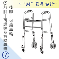 助行器 - 健步助行器 前腳可調速及方向旋轉輪+後腳可煞車輪 機械式助行器 1台 ZHCN1921-7